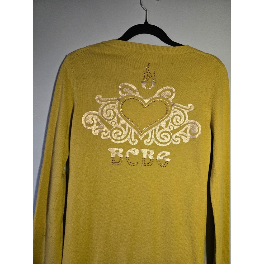 BCBG‎ Max Azria Yellow Longline Cardigan Y2K Lightweight Button Front Small - Picture 6 of 10